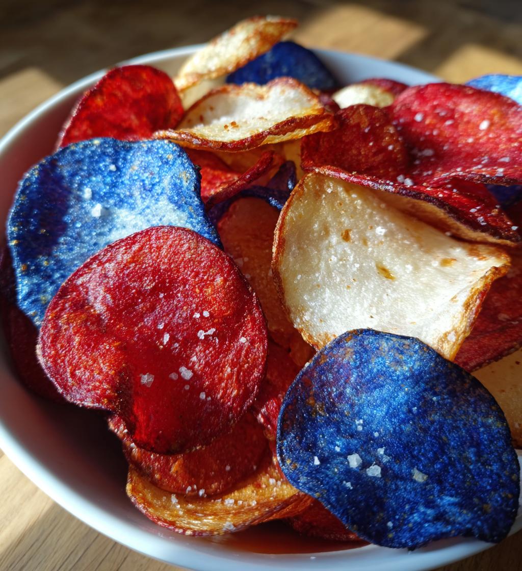 red white and blue potato chips