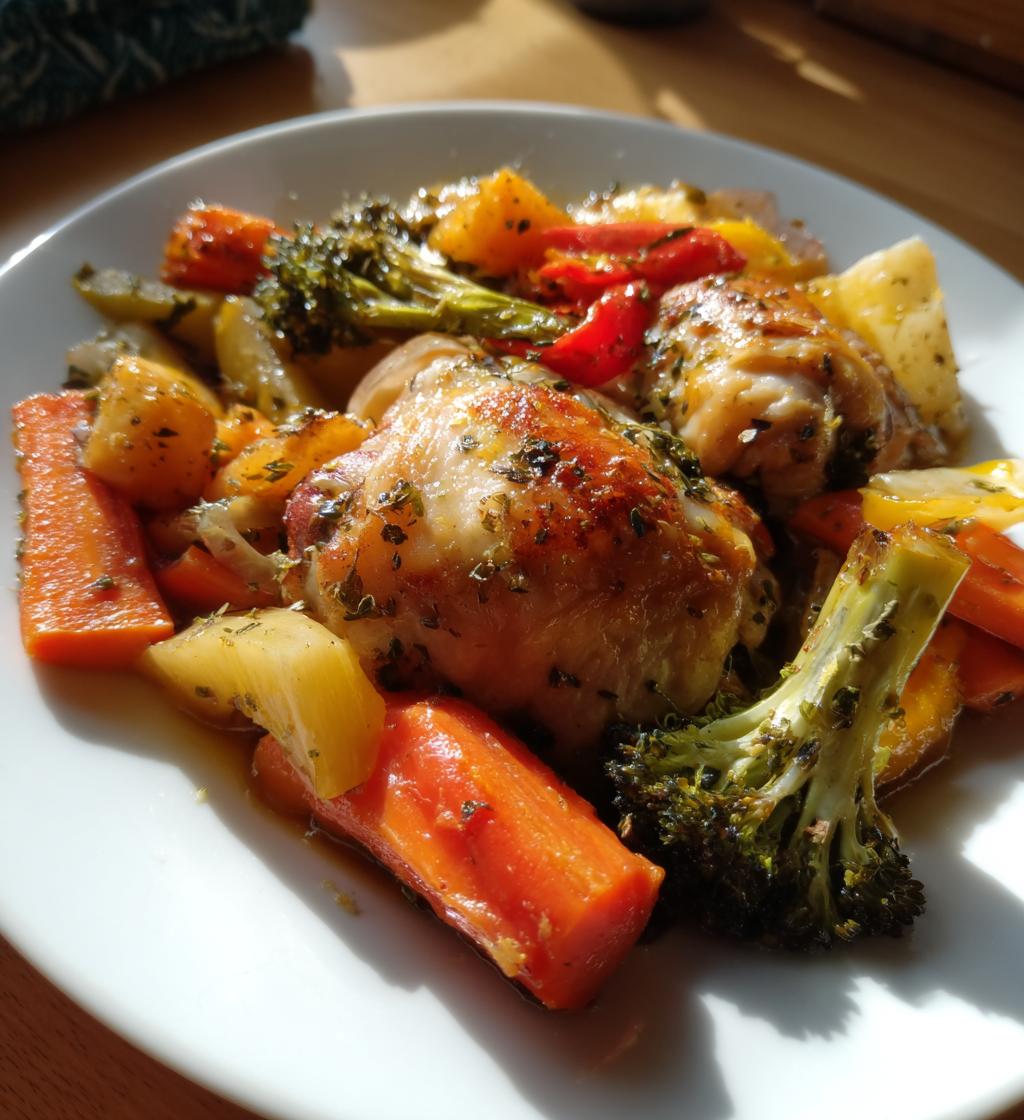roasted garlic chicken and vegetables - detail 1