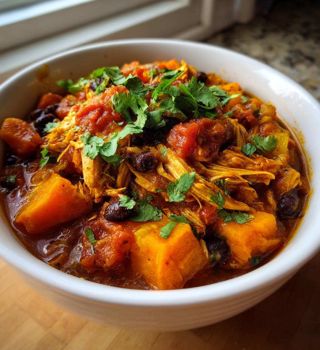slow cooker chicken and sweet potato chili - detail 1