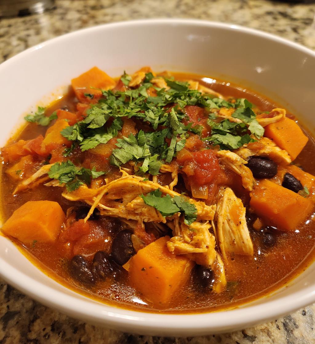 slow cooker chicken and sweet potato chili
