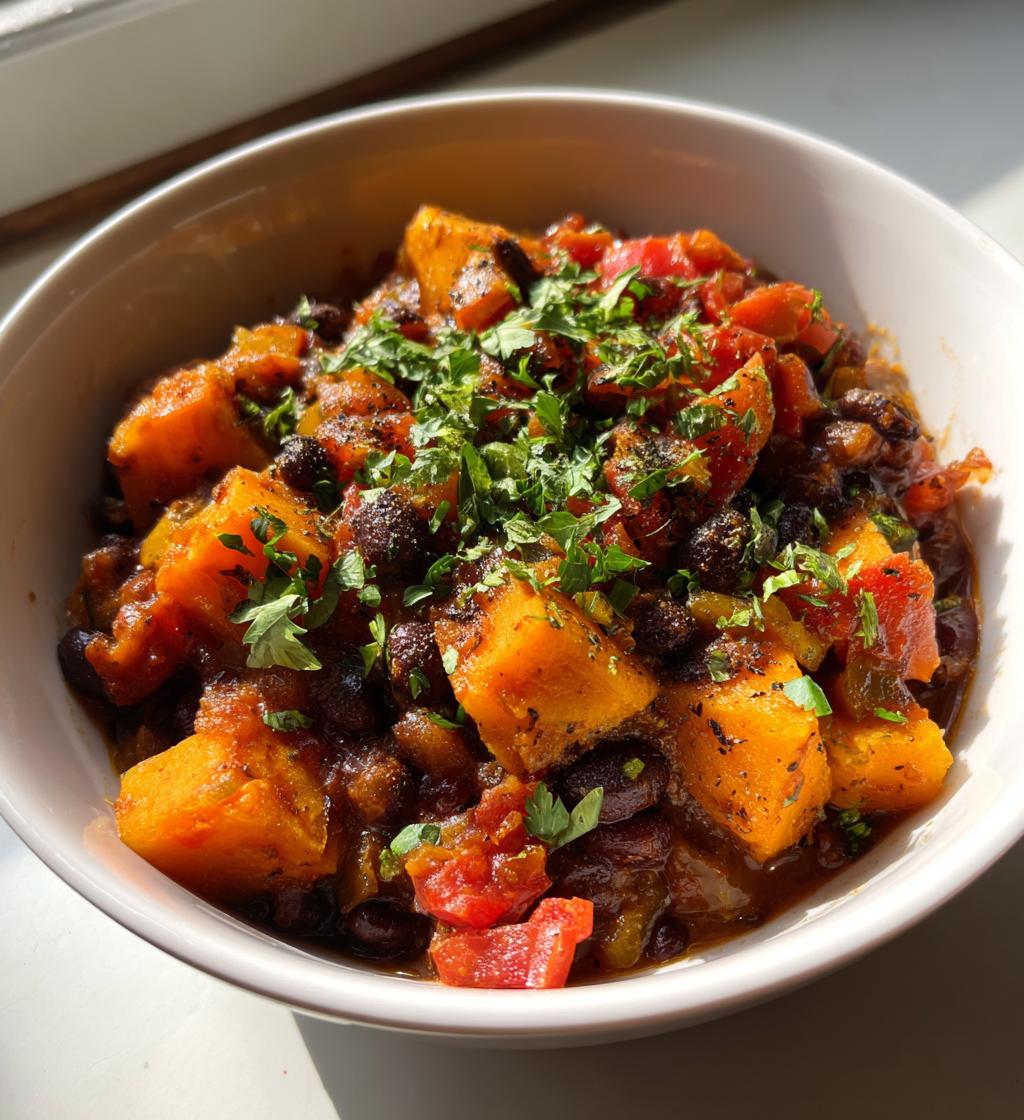 slow cooker sweet potato black bean chili - detail 1