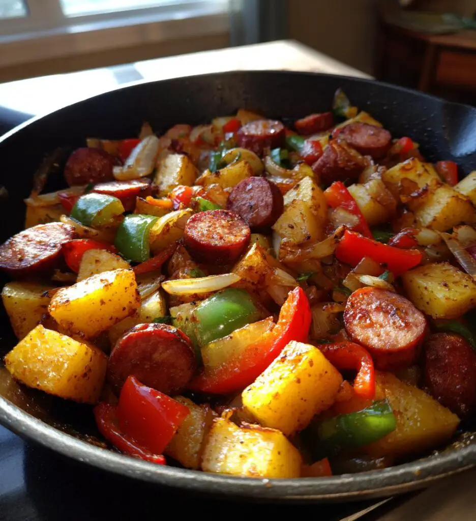 smoked sausage and potatoes skillet