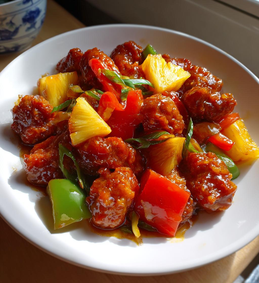 sweet and sour chicken with pineapple - detail 1