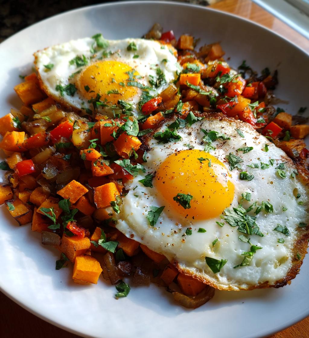 sweet potato hash with eggs - detail 1