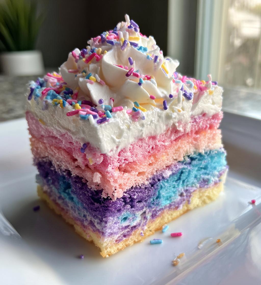 unicorn poke cake - detail 1