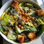 vegan caesar salad with chickpeas