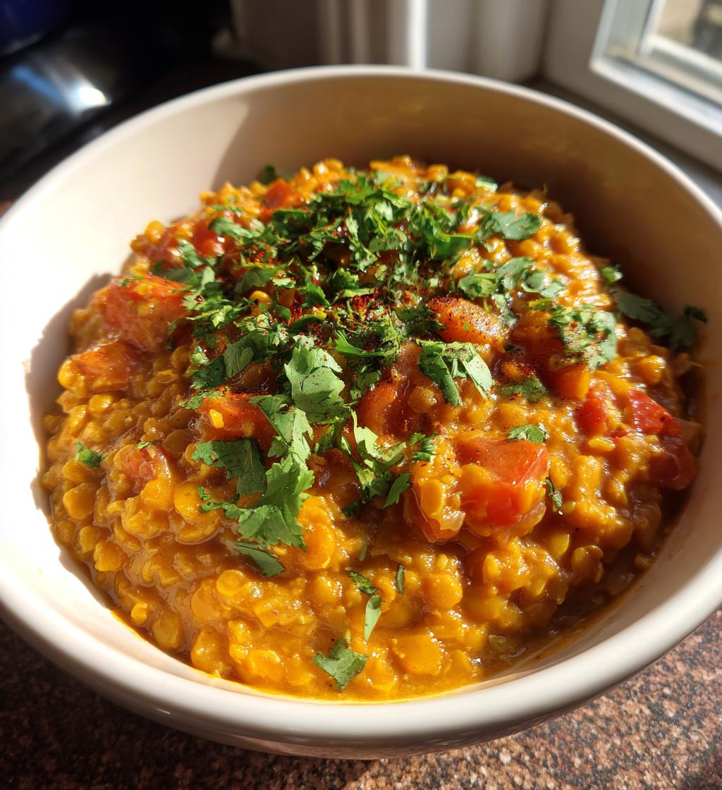vegan red lentil curry - detail 1