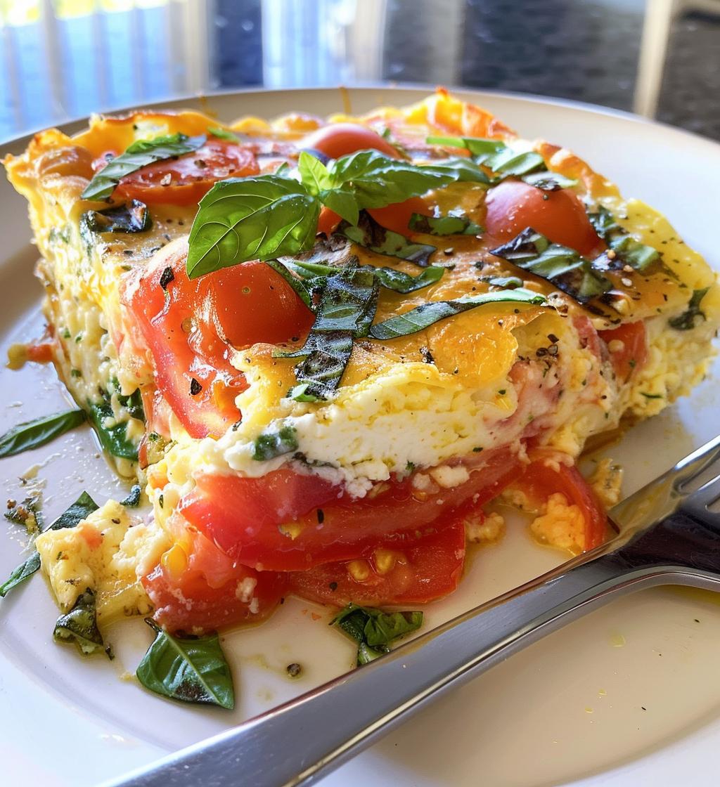 Caprese Breakfast Casserole (Tomato, Basil, Mozzarella)