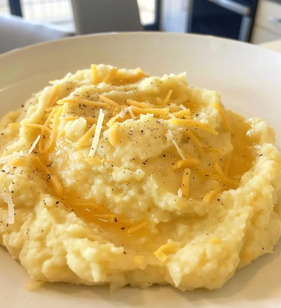 Cheddar Garlic Mashed Cauliflower