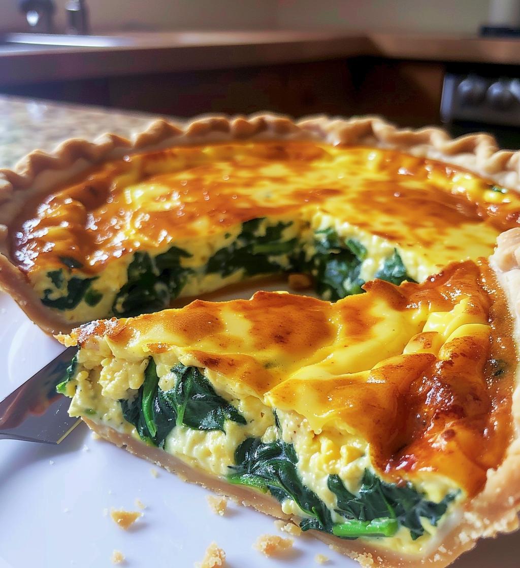 Christmas Morning Quiche (spinach + cheese) - detail 1