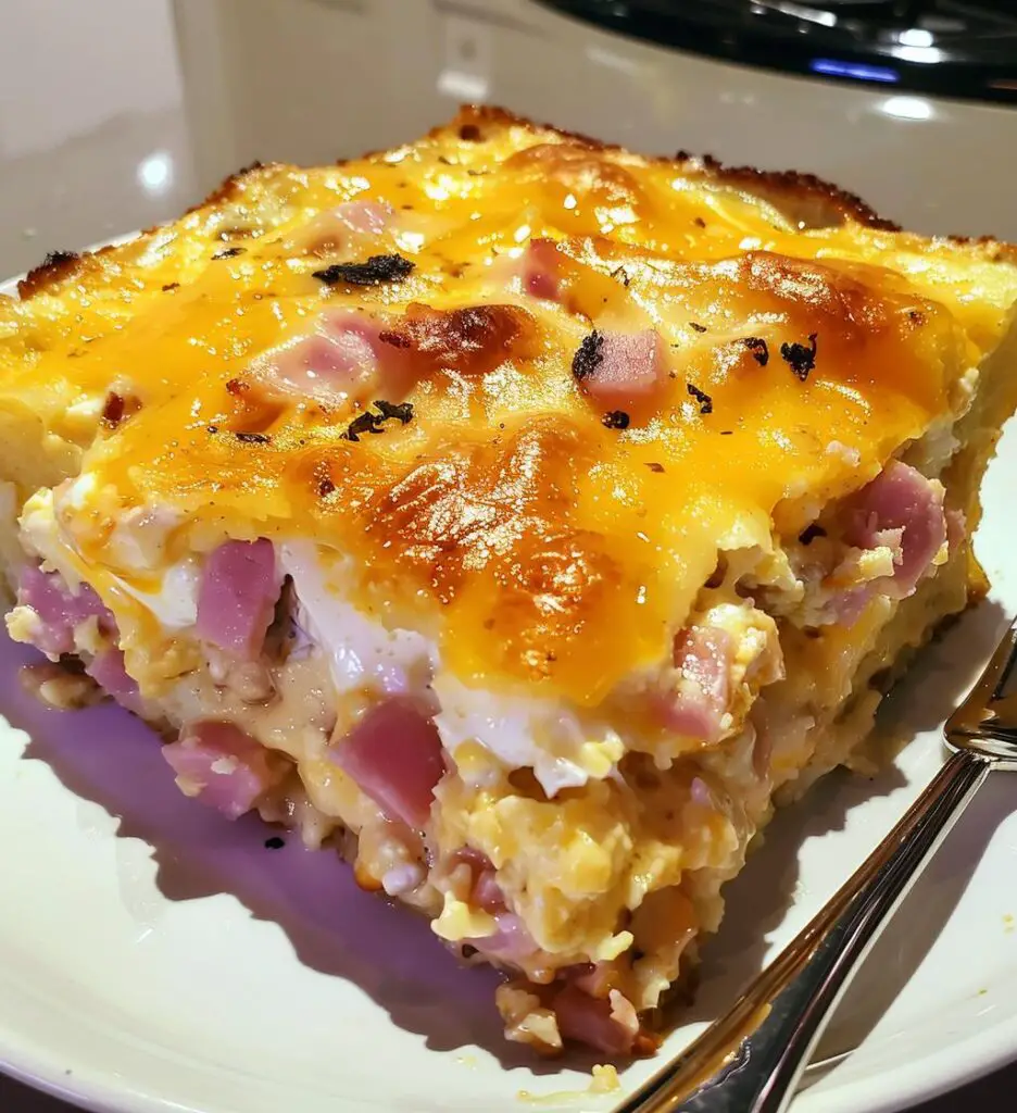 Overnight Ham & Cheese Breakfast Casserole