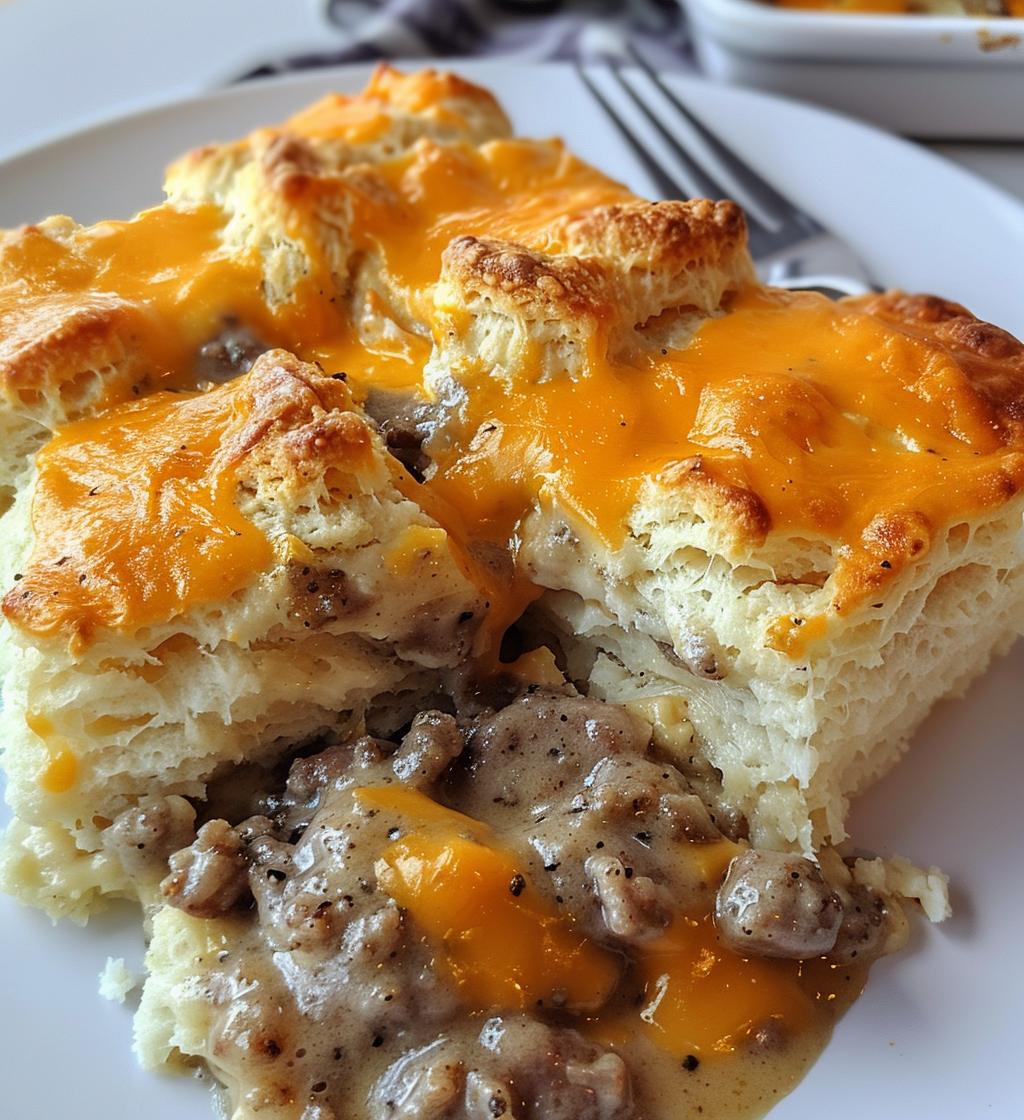 Sausage Gravy & Biscuits Casserole (or sausage-free) - detail 1