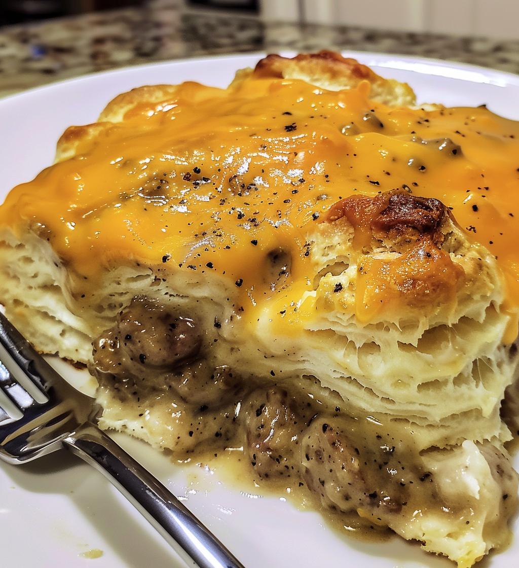 Sausage Gravy & Biscuits Casserole (or sausage-free)