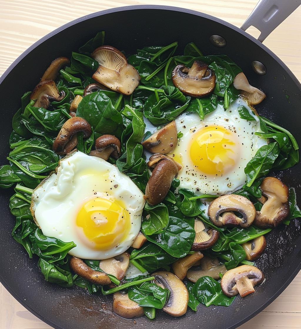 Spinach Mushroom Breakfast Skillet