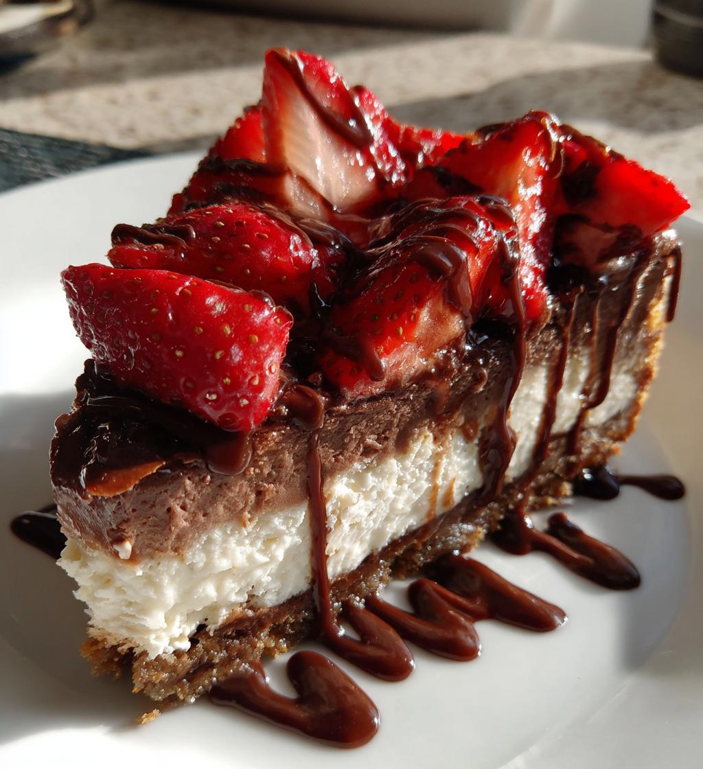 chocolate strawberry cheesecake - detail 1