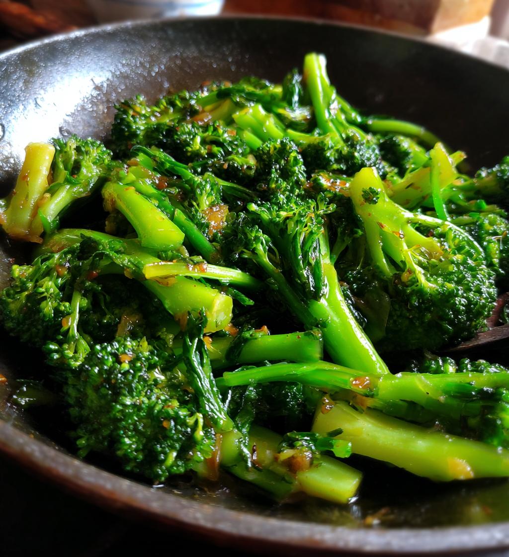 garlic broccoli stir fry - detail 1