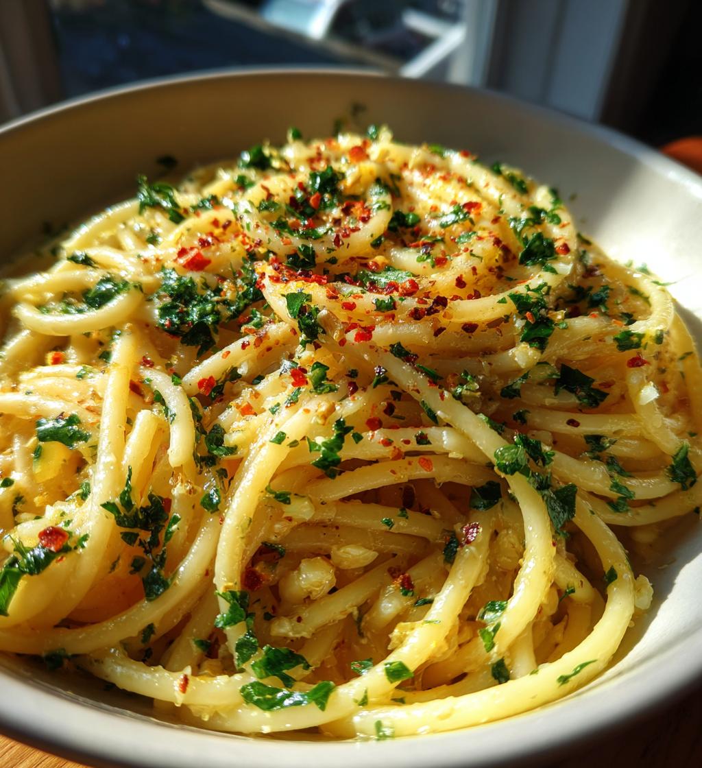 garlic butter pasta - detail 1
