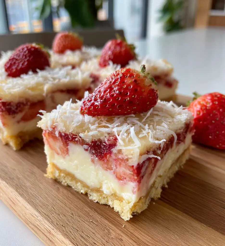 strawberry coconut cheesecake bars vegan