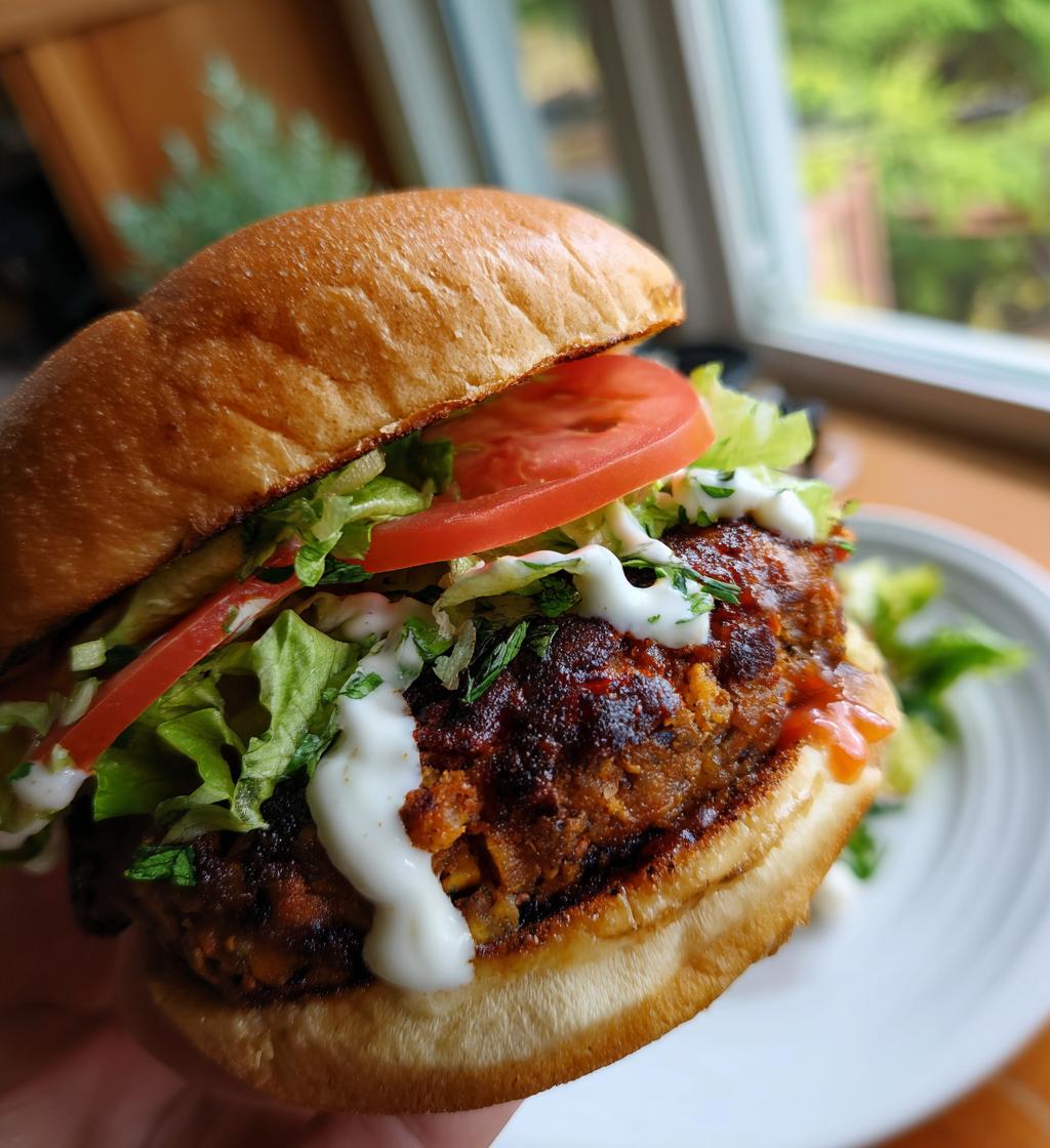 vegan black bean burger - detail 1