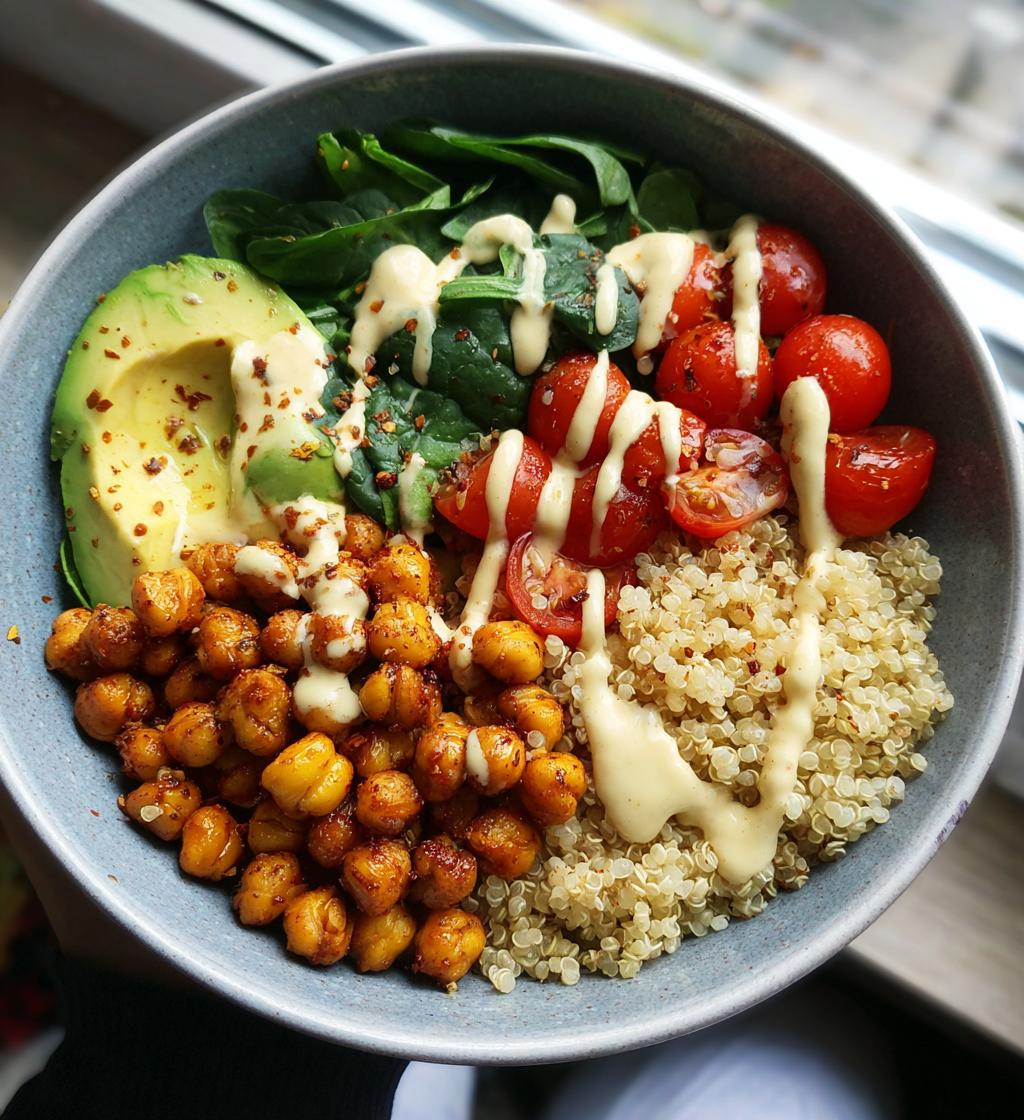 vegan buddha bowl roasted chickpeas - detail 1