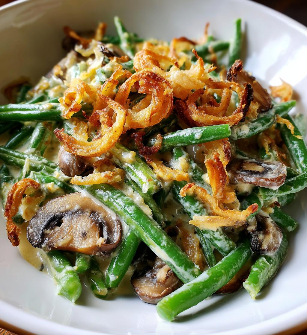 vegan green bean casserole - detail 1