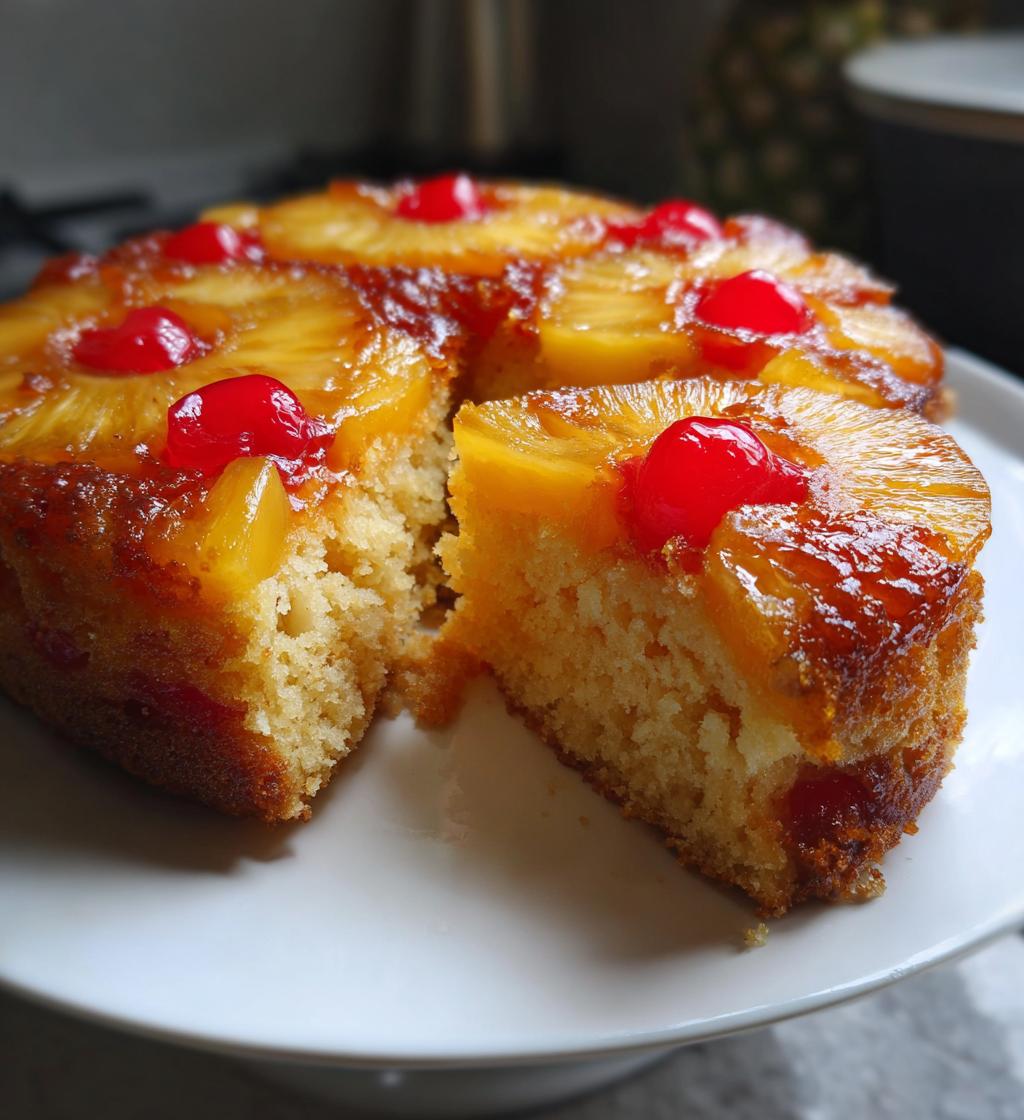 vegan pineapple upside down cake - detail 1
