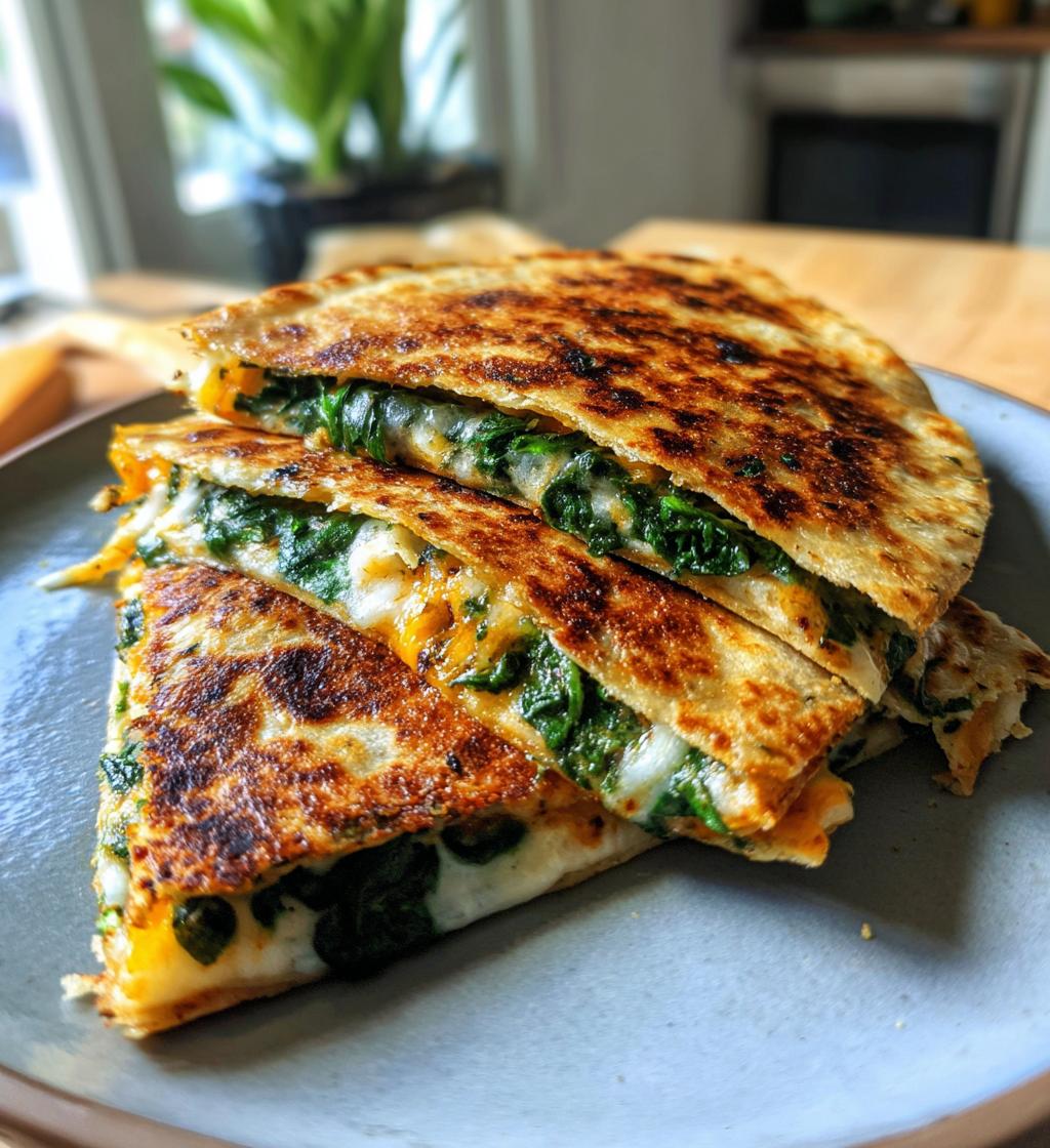 vegan spinach quesadillas - detail 1