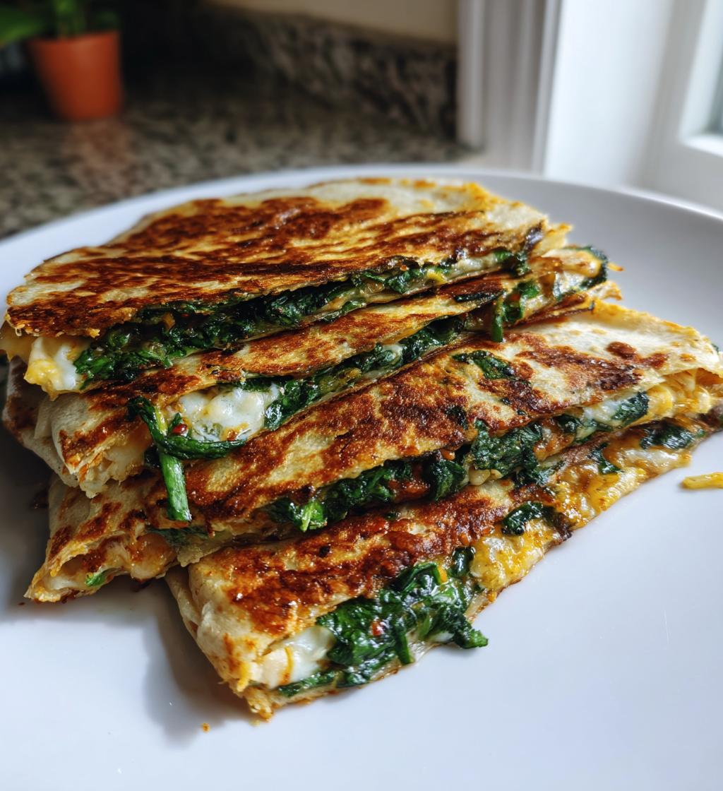 vegan spinach quesadillas