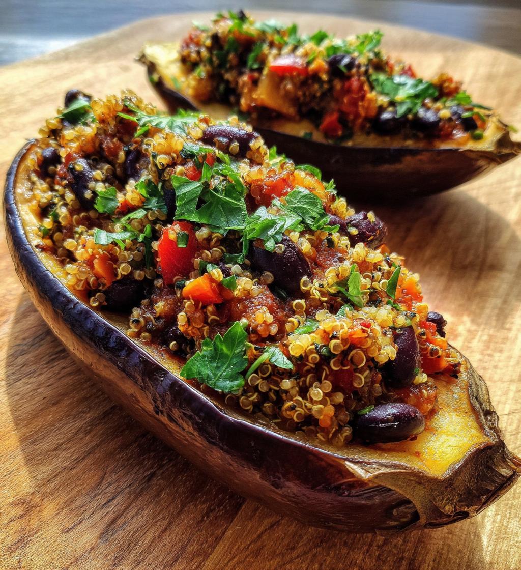 vegan stuffed eggplant - detail 1