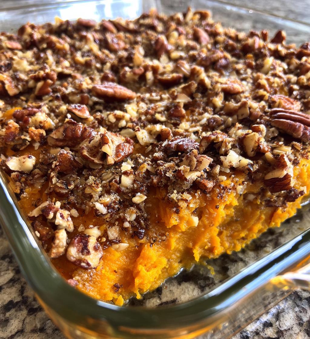 vegan sweet potato casserole - detail 1