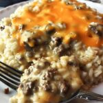 Creamy Garlic Butter Beef and Cheddar Rice Delight
