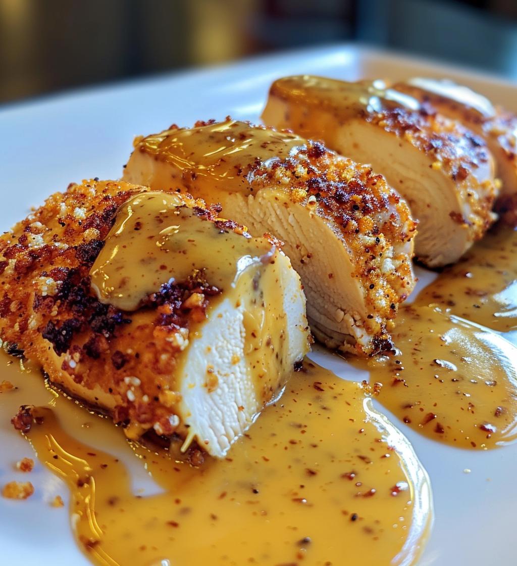 Pretzel Chicken with Mustard-Cheddar Sauce - detail 1