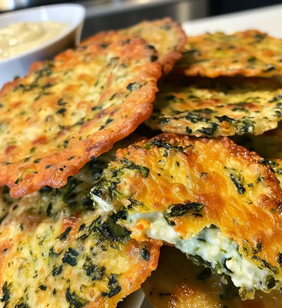 Spinach Dip Cheese Crisps