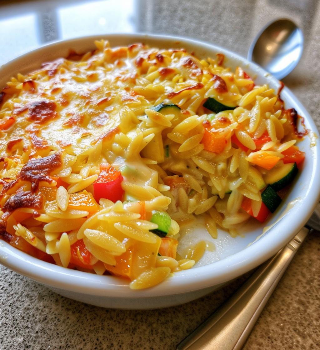 Cheesy Baked Orzo with Vegetables