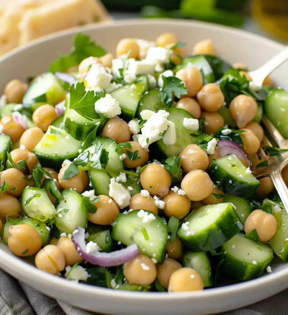 Chickpea Cucumber Feta Salad