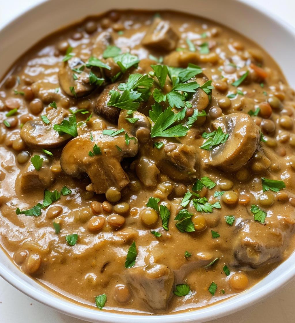 Lentil Mushroom Stroganoff - detail 1
