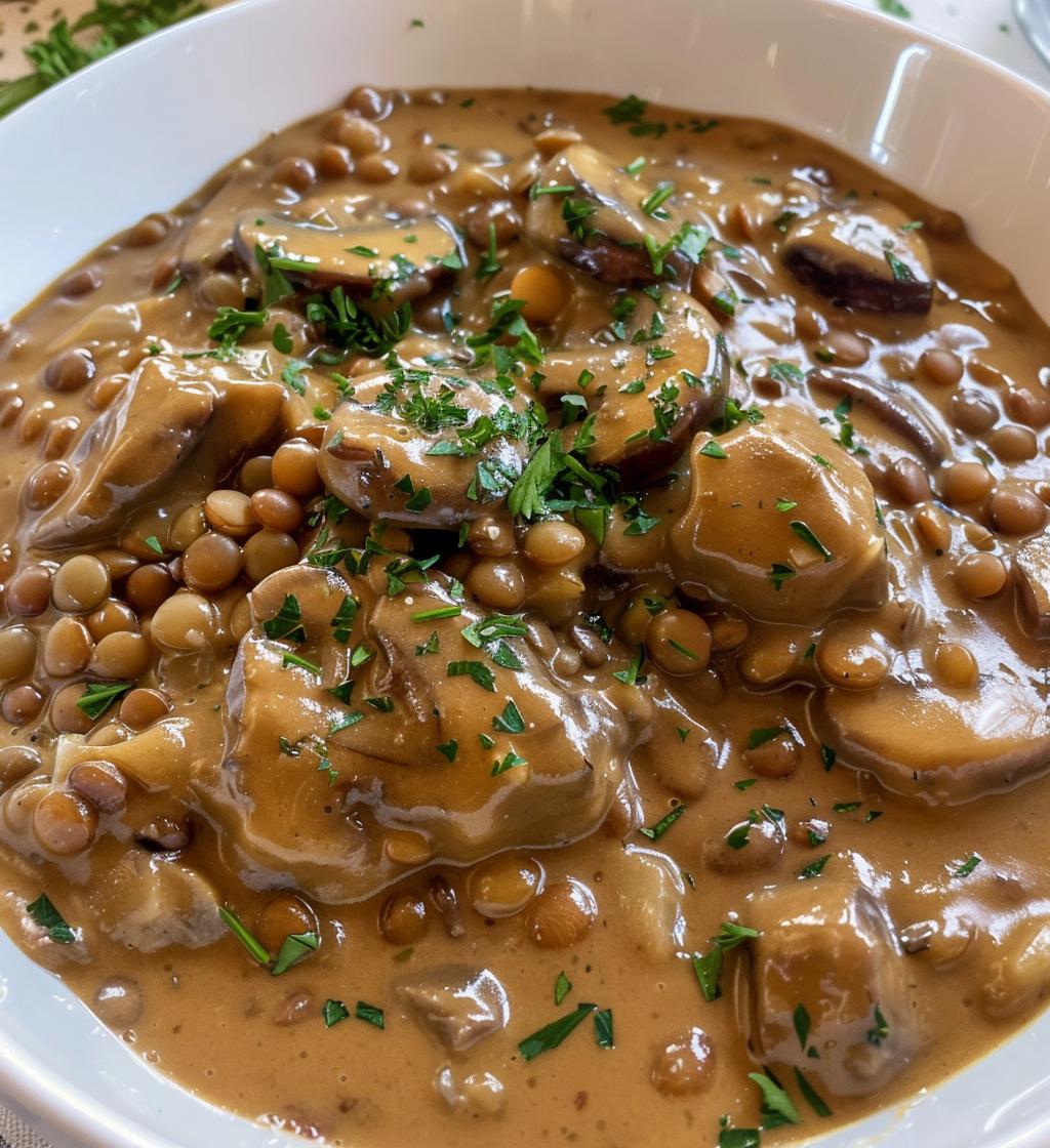 Lentil Mushroom Stroganoff