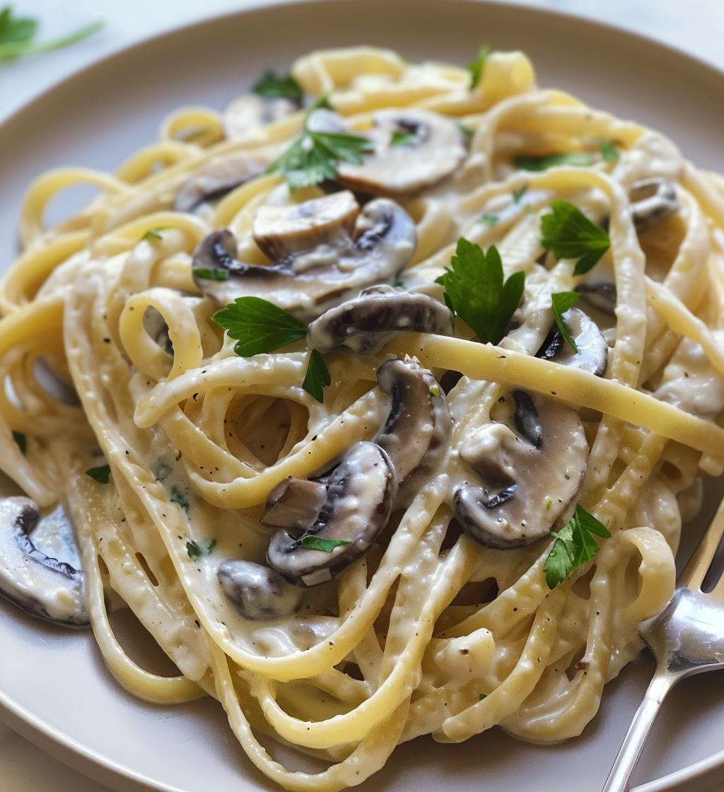 Mushroom Cream Sauce Pasta - detail 1