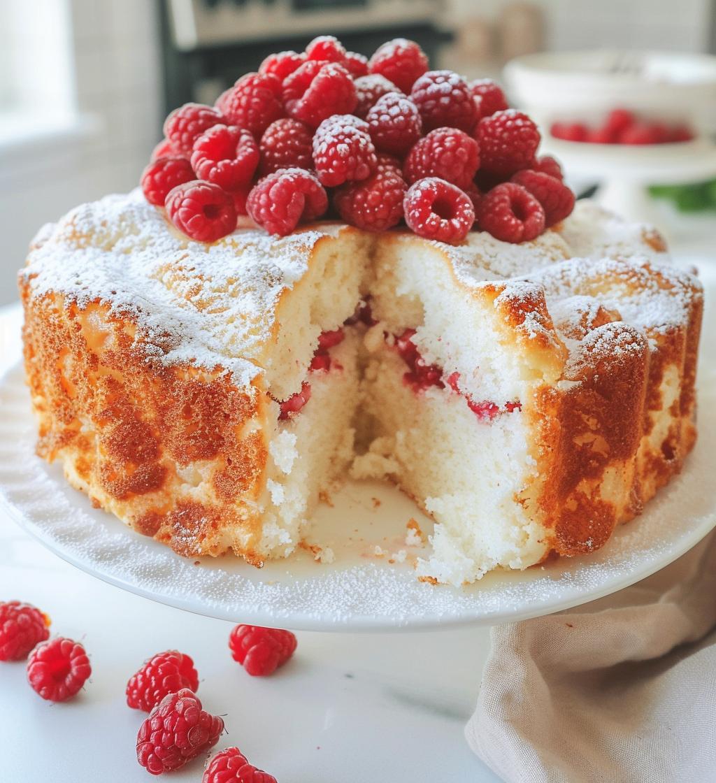 Raspberry Angel Food Cake
